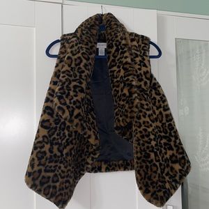 Cheetah print faux fur vest
